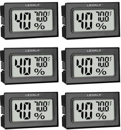 LEOALF Humidity Meter Hygrometer Room Thermometer Indoor Digital Temperature and Humidity Monitor Mini Hygrometer Thermometer for House Office Home Garden and Cellar, 6 Pack