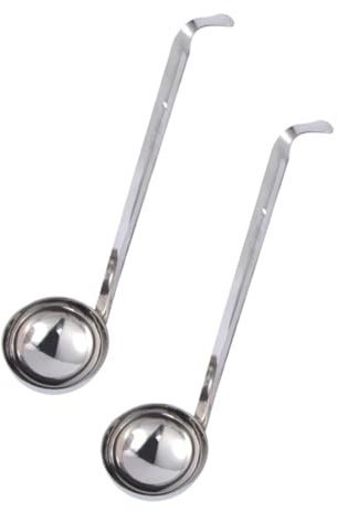 CIYODO 2pezzi Mestolo in Acciaio Resistente Manico Lungo Mestoli Da Zuppa in Acciaio Resistente Per Servire Salse e Stufati Confezione Da Gancio Per Appendere Utensili Da Cucina