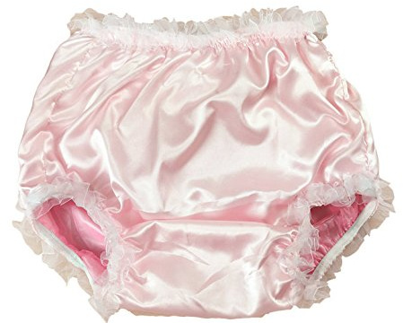 Haian ABDL Slip aus PVC und Satin, Spitze, Pink