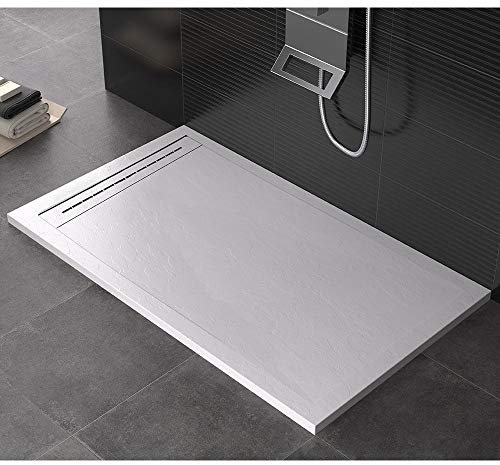 Plato de ducha 80 x 190 cm de piedra Maier Oasis blanco