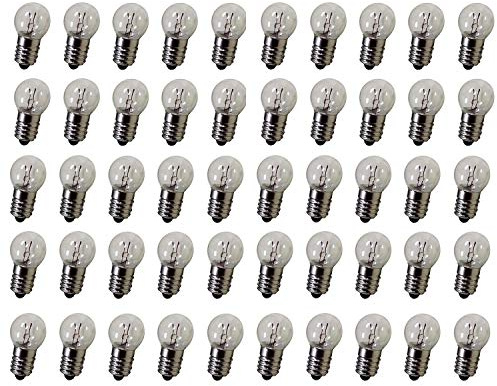 GutReise DC 50pcs E10 12V 0.3A Warm White Bulb Light Bulbs Miniature Screw Base (12V)