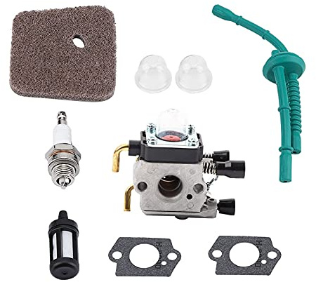 TOPINCN Carburetor Kit for FS55, FS55RC, FS38, KM55, HL45, KM55R, Metal Construction, Includes Gaskets, Spark Plug, Filter, Pipe, Lawn Mower Engine Parts