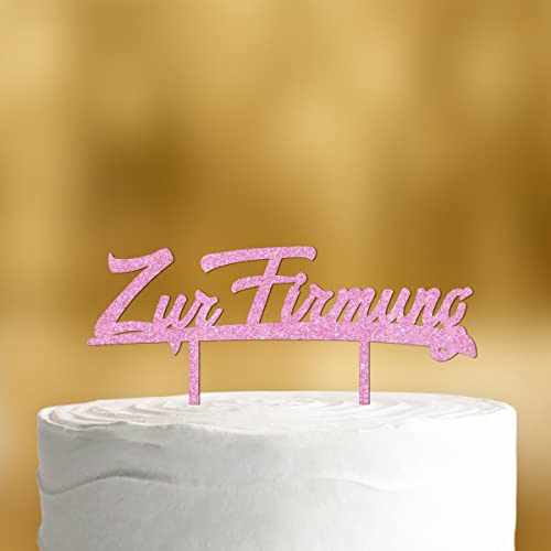 Cake Topper Zur Firmung [in Schreibschrift] - Acryl rosa Glitzer - für die Firmungstorte - Tortenaufleger Firmung Tortenaufleger Jugendweihe deko Tortendeko Firmungsdeko Jugendweihe
