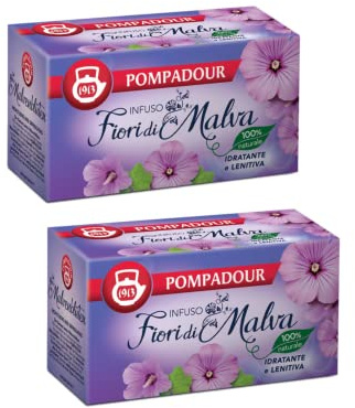 Pompadour 1913 Infusión de flor de malva hidratante y calmante con regaliz sin gluten - 2 x 20 bolsitas de té (60 gramos)