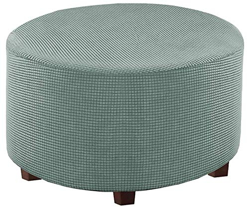 BAIYA Hockerbezug,Stretch Husse,Jacquard Hockerbezug,Überzug,Bezug Für Ottomane (Gray Green,X-Large)