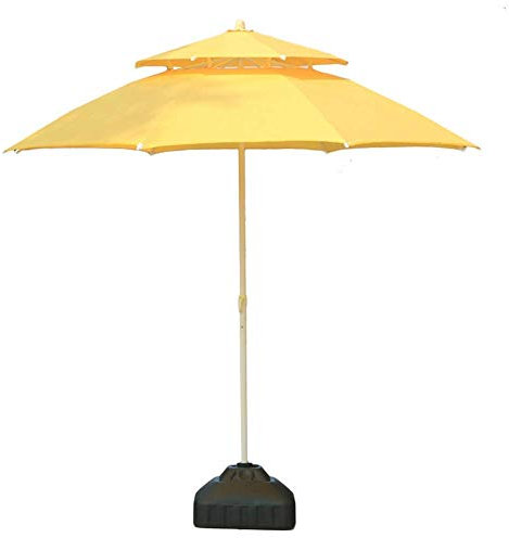 Sywlwxkq Parasols 7.5ft/9ft Double Top Patio Umbrella, Outdoor Sun Shade For Beach/Pool/Garden Umbrellas Round Sunscreen, Water/UV-Resistant Market Umbrella (Color : Yellow, Size : 9 Ft/270