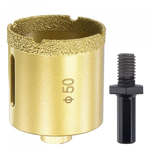 sourcing map Brazed Diamond Core Drill Bits 50mm Hole Saws with M10 Arbor Adapter for Porcelain Tile Marble Concrete Stone Brick