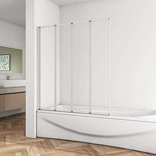 Biubiubath 800x1400mm 4 Fold Folding Pivot Shower Bath Screen Glass Door Panel Bathroom