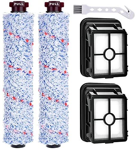 Accessoires pour Bissell Crosswave 3 en 1, 2 rouleaux de brosse multifonction + 2 filtres de rechange 1866F pour Bissell CrossWave 17132, Pet Pro 2225N, 2582N