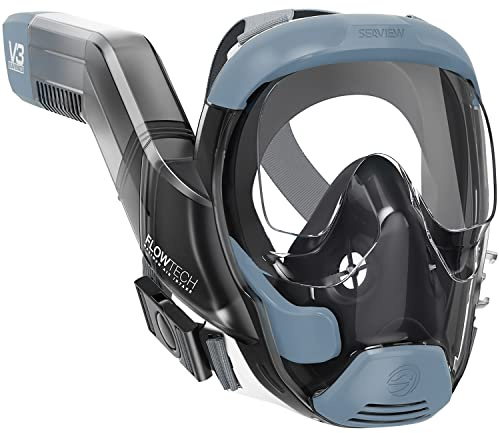 Seaview 180 V3 heltäckande snorkelmask vuxen – V3 är den perfekta snorklingsutrustningen för vuxna och barn – patenterad Flowtech sidosnorkeldesign – upp till 600 % enklare andning.