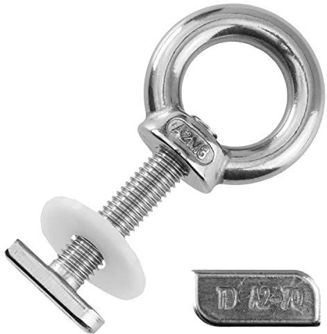 Hammerkopfschrauben M8x30 mm inkl. Ringmuttern & großen Unterlegscheiben M8 aus Edelstahl A2/Polyamid (5 Stück) | Gewächshaus - Ankerschienenschrauben - Ösenmuttern - U-Scheiben von MESAROS®