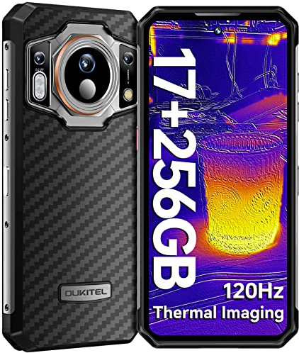 OUKITEL WP21 Ultra Rugged Smartphone, 256x192 Resolution Termocamera Telefono Indistruttibile, Fotocamera 64MP, 17GB+256GB, 120Hz 9800mAh Rugged Phone 6.78 FHD+, Android 12 IP68/NFC/GPS