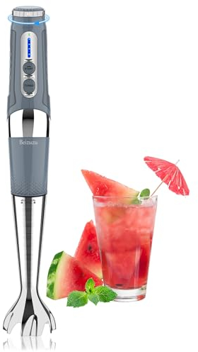 Cordless Hand Blender: Rechargeable Cordless Immersion Blender Handheld, 21-Speed & 3-Angle Adjustable with 304 Stainless Steel Blades for Milkshakes | Smoothies | Soup| Puree | Baby Food (Grey)