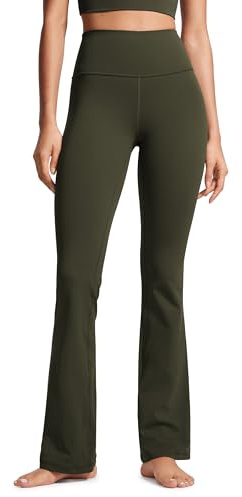 CRZ YOGA Dambyxor med Butterluxe och hög midja utsvängda byxor 32 - Bootcut-yogabyxor med vida ben och loungefickor Olivgrön S