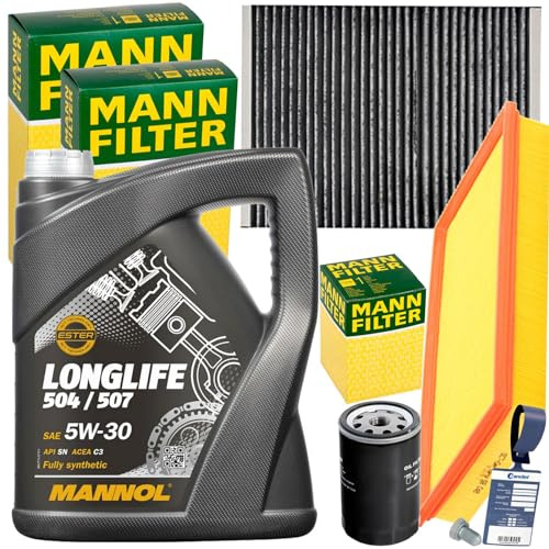 Mann Filterset+Mannol 5W30 Öl | W719/30+C37153+CUK2862+1113800100+Mn Longlife 5W30 für Golf 4 Bora 1J A3 8L TT Octavia I