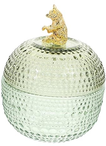 LIFKOME Barattolo in Vetro Verde con Coperchio per Porta Gioielli Donna, Contenitore Raffinato con Display e Superficie Delicata, per Organizzarne Oggetti