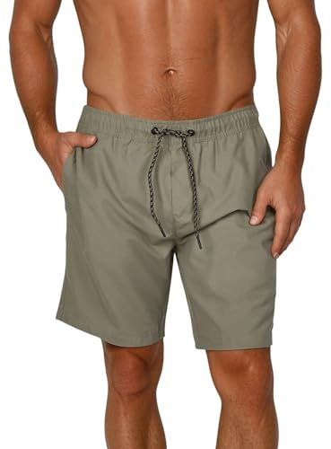 riverso Badbyxor herr långa badshorts RIVDavid regular fit simbyxor elastisk midja svart blå röd grön orange S M L XL XXL 3XL 4XL 5XL, Tvättad olivsvart, S