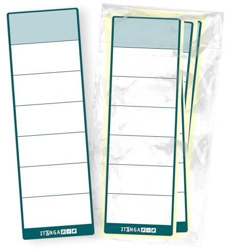 itenga 50 etichette per raccoglitori larghi, autoadesive, in carta adesiva, 6 x 19 cm (petrolio)