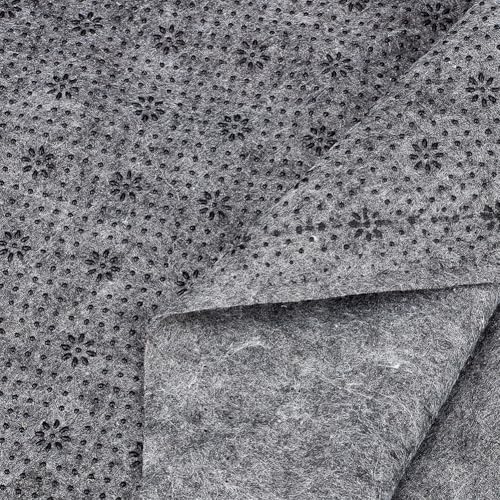 OLYCRAFT Panno Antiscivolo Grigio 2 x 2 m Tessuto Trapuntato con Motivo Fiore di Prugna