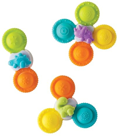 Infantino Bade-Pop-Spinner aus Silikon mit Saugnapf, ab 6 Monate, Mehrfarbig, 3er-Set