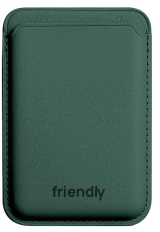 Friendly License - Tarjetero Universal - Hecho de Cuero Sintético - Color Verde Perenne - Compatible con Todos los Modelos de Smartphones - Resistente a Arañazos y Desgaste - Tacto Suave Mate