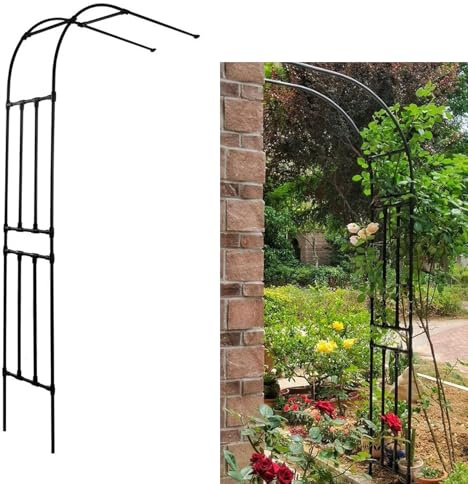 Hoiweqr Mezzo Arco di Rose, Gazebo Ad Arco Giardino Resistente alle Intemperie, Arco da Giardino per Rose Rampicanti Metallo, per Il Giardino Esterno Il Prato del Cortile(Noir,150x240x40cm)