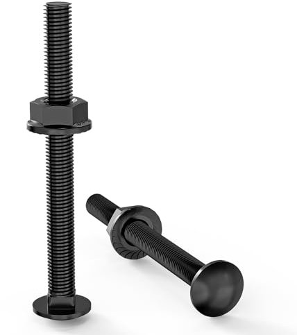 ORTAVA Lot de 20 boulons de carrosserie M6 x 60 - Oxyde noir DIN 603 - Avec écrou à bride hexagonal - En acier inoxydable A2 V2A