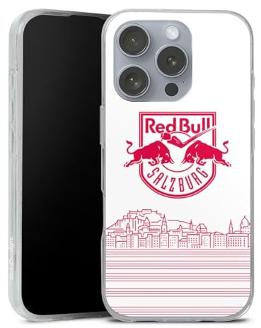 Silikon Hülle kompatibel mit Apple iPhone 16 Pro Case transparent Handyhülle Eishockey Skyline EC Red Bull Salzburg