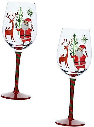 KITANDOVE 2 Bicchieri Di Vino Di Babbo Natale Bicchieri Di Cristallo Calici Di Vino Natalizio Articoli Per Feste Di Natale