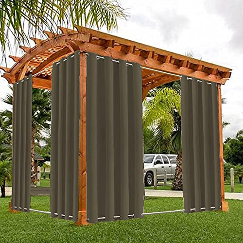 Outdoor-Pavillon-Vorhang, wasserdicht, mit Ösen, oben und unten, winddicht und sonnenbeständig, Braun, 213,4 x 132,1 cm
