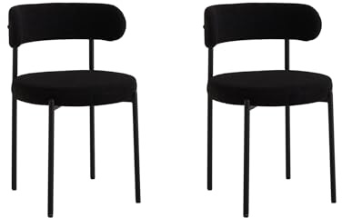 DEYARNA HOME Matstolar, moderna köksstolar med metallben och böjt ryggstöd, vadderade runda stolar för matsal, kök och vardagsrum (svart, set om 2)
