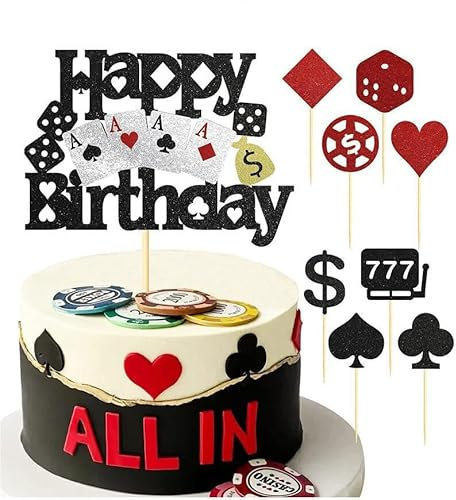 Casino Cupcake Toppers,Casino Spiele Thema Geburtstag Tortendeko,Kuchendekoration für Poker dice chips,Happy Birthday Kuchen Dekoration Spiel Partei Liefert für Kinder Mädchen Junge Party Kuchen