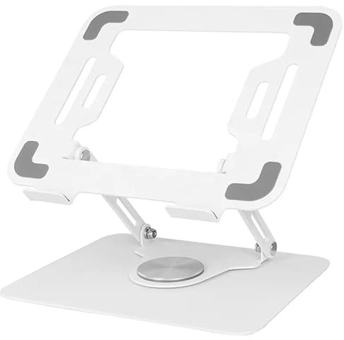 Bushora Laptop Stand for Desk, Portable Adjustable 360 Degree Rotatable Laptop Stand for MacBook and All Laptops Notebooks, Ergonomic Computer Riser Stand (White)