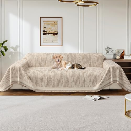 GKXLH Soft Chenille Non-slip Sofa Cover Washable (Camel,180x260cm/1 Seater) | Sofa Covers 1 2 3 4 Seater, Love Seat Sofa Slipcovers Washable, Pet Couch Covers Furniture Protector for Living Room