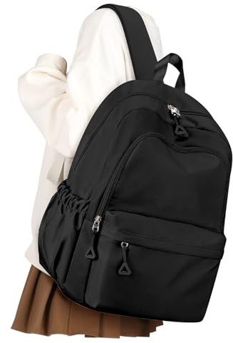 VGCUB Schulrucksack Teenager Mädchen Wasserdichter Leichter Schultasche Freizeitrucksack Arbeitstasche Rucksack Damen für Die Schule Jungen School Bag Womens Backpack Aesthetic Daypacks Schwarz