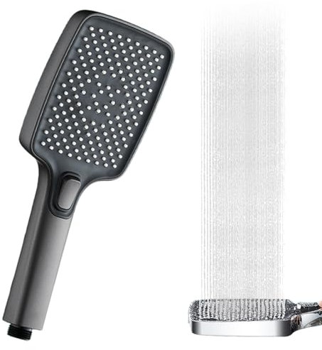Pommeau de Douche Haute Pression, Avec tuyau de 1,5 m Pommeau de Douche anti Calcaire Douchette Grand Diamètre 4 Modes de Pulvérisation D'eau Bouton de commutation Pommeau de Douche (B#)
