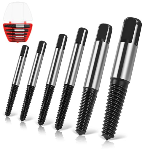 Flintronic 6Pcs Damaged Screw Extractor Set, Rounded Screw Remover Kit and Extractor Bit Set, Easy Out Bolt Stud Extractor Set for Damaged Broken Stripped Screws