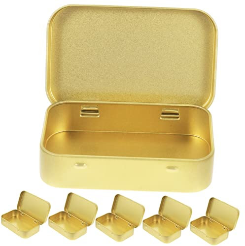 HOODANCOS Caja De Hojalata Con Tapa 6 Unidades, Caja Metálica Dorada Rectangular, Contenedor Compacto Para Almacenamiento De Dulces y Pequeños Objetos, Adecuado Para Bodas, Fiestas y Regalos