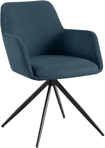 CLP Silla de Comedor Cord, Silla tapizada Olema, Silla de Cocina giratoria con Mecanismo de Giro de 180°, Capacidad de Carga hasta 150 kg, Color:Azul