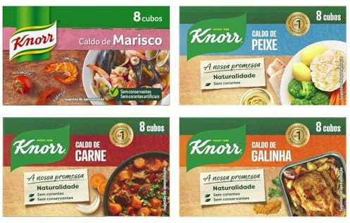 Knorr Bouillon (4 pièces) | poisson | fruits de mer | viande | poulet | paquet de 4 avec 8 cubes