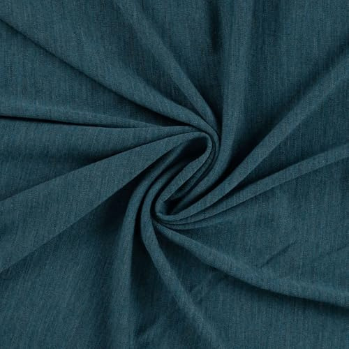 Merinowoll-Jersey 100% Schurwolle (Merinowolle) | Fein gestrickter Merinostrick, atmungsaktiv, weich, temperaturausgleichend – ideal für Kleidung, Baby, Outdoor & DIY-Nähprojekte (petrol melange)