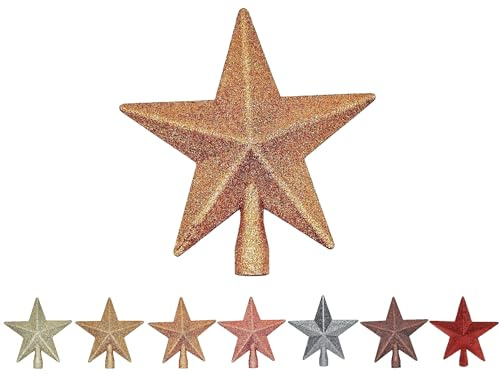 Bambelaa! Weihnachtsbaumspitze Christbaum Dekoration Weihnachten Ornament Glitzernd Stern Größe Ca. 18 cm Reichgold