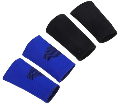 Hoement 2 Paia Maniche Elbow Compression Elastiche per Protezione e Calore per Polsi Supporto per Basket Tennis Sollevamento Pesi e Sport Vari Blu e Nero
