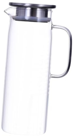 CONGARTENO Jarra de Vidrio Resistente al Calor Tetera Doméstica con Boca Antigoteo Recipiente para Agua Fría y Caliente Botella para Jugos y Bebidas Caseras Segura y Ligera