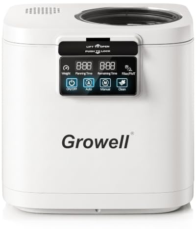 Growell Compostador eléctrico de 4 litros para cocina, contenedor de compostaje inteligente para encimera con ventana visible, inodoro y bajo ruido, limpieza automática, convierte los residuos de