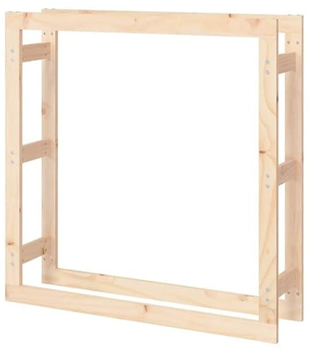 Eleganz Scaffale per legna da ardere in legno di pino massiccio (non trattato) – 100 x 25 x 100 cm – Stabile scaffale per legna da ardere per stufe e camini – Conservazione naturale per legno secco