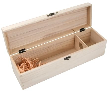 Weinbox Geschenkbox aus Holz, Weinkiste Holzkiste für Weinflaschen, Einzelne Weinflasche Verpackung Aufbewahrung Box mit Schiebedeckel, Schmuck hölzerne Boxen, Retro Holz Schatzkiste für Jubiläum Hoch