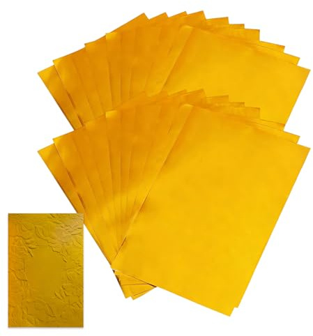 Papel De Foil Para Manualidades,Láminas De Oro Brillantes,Láminas de Aluminio 20x30 cm | Para Proyectos De Manualidades, Scrapbooking, Decoración Y Más