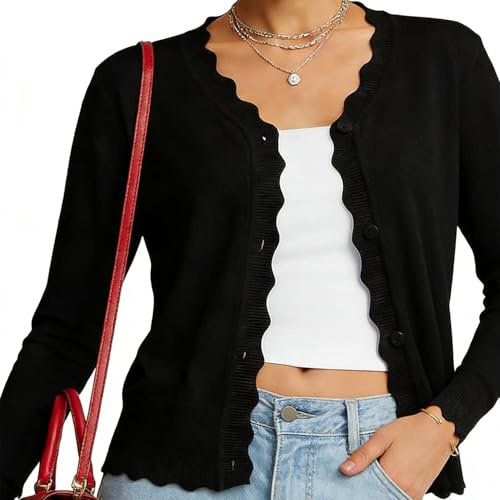 Youkly Women's Cardigan,Ribbed Knit Long Sleeve, V-Neck, Button Down