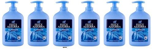 6 X Felce Azzurra Sapone Liquido Classico Sapone Liquido 300ml + Italy shop Portachiavi Gratis